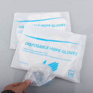 Luvas PE descartáveis ​​em sacos Proteção Pessoal, Limpeza, Lavagem, Luvas de Plástico Doméstico
