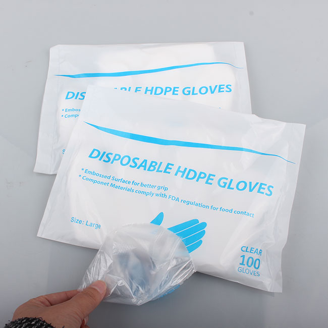Luvas PE descartáveis ​​em sacos Proteção Pessoal, Limpeza, Lavagem, Luvas de Plástico Doméstico